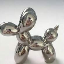 1pc Nordic Style Pink Electroplated Small Balloon Dog Resin Sculpture, Creative Animal Figurine Home Decor - Silver - View 7