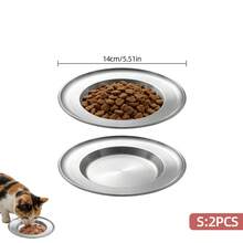 2个耐用不锈钢猫碗，防滑宠物喂食器，深底设计防止食物溢出，轻便易清洗，适合猫和小型犬，大直径宠物食品和水碗 - - - 查看 12