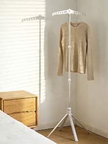 Foldable Clothes Drying Rack, Adjustable Steam Iron Stand, Handheld Garment Steamer Holder, With Rotatable Drying Rod, Made Of Aluminum Alloy, Collapsible (Available In Black, White And Gray). Suitable For Home Ironing. - A - View 3