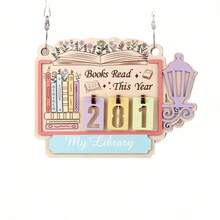 Books Read This Year Counter, Colorful Wood Hanging Book Counter Sign Bookshelf Decor - Colorful - View 6
