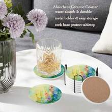 Coasters - fleur abstraite verte colorée - Voir 4