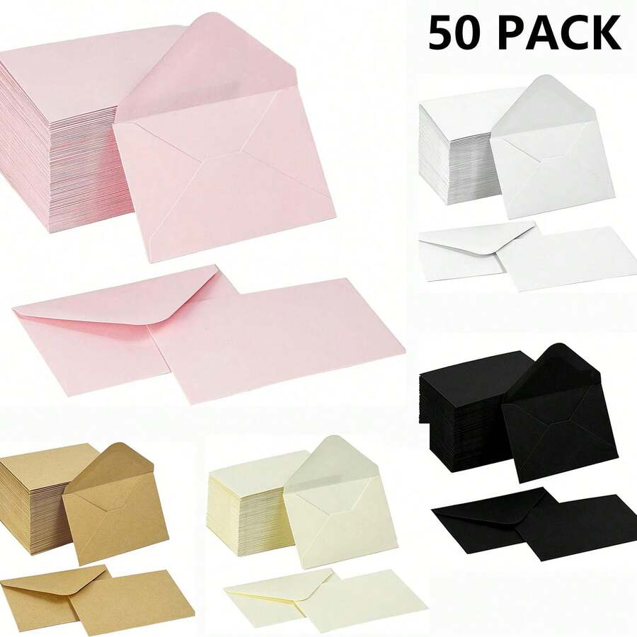 10/50/100pcs Gift Card Envelopes, 4 X 2.75 Inch Mini Envelopes, 120gsm Small Paper Business Gift Card Sleeves, Bulk, Compact Greeting Card Envelope Pockets, Suitable For Invitations - A - View 1