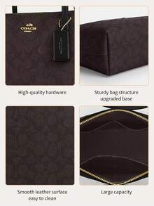 City Tote Bag In Signature Canvas Shoulder Tote Bags For Women COACH Classic Leather Printed Tote Bag Casual Bag For Daily,Shopping,Business,Travel And School,Mother's Day Leather Tote For Mom,CBT18 - 黑色1 - 查看 6