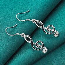 925 Silver Plated Musical Note Drop Earrings Women Charm Wedding Engagement Fashion Jewelry Gift GZ3J - Bạc 3 - Xem 3