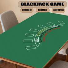 21 Jogo de Blackjack e Dados 90cm*180cm Tecido Impresso Dupla Face, Fonte Legível, Adequado para Reuniões Familiares, Viagens ao Ar Livre, Sala de Jogos, Portátil - Verde - Visão 1
