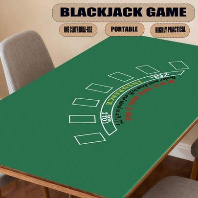 21 Blackjack & Dice Game 35.4in*70.8in Double-Sided Printed Fabric, Clear Font, Suitable For Family Gatherings, Outdoor Travel, Game Room, Portable