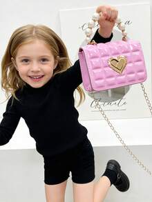 Children's New Pearl Handheld Bag, Cute Pearl&Heart Decor Metal Chain Strap PU Shoulder Crossbody Bag, Flap Closure, Casual Fashion Pearl Handbag,Festival Gift PU Leather Fashion Mini Princess Handbag For Little Girls, , Elegant Little Girl's Clutch For Parties, Dress-Up & Play,Coin Purse, Mini Shoulder Bag, Fashionable Mini Sling Bag To Match Outfits And Accessories[US Local Warehouse]The Best Gift Choice, Birthday Gift - 彩色 - 查看 9
