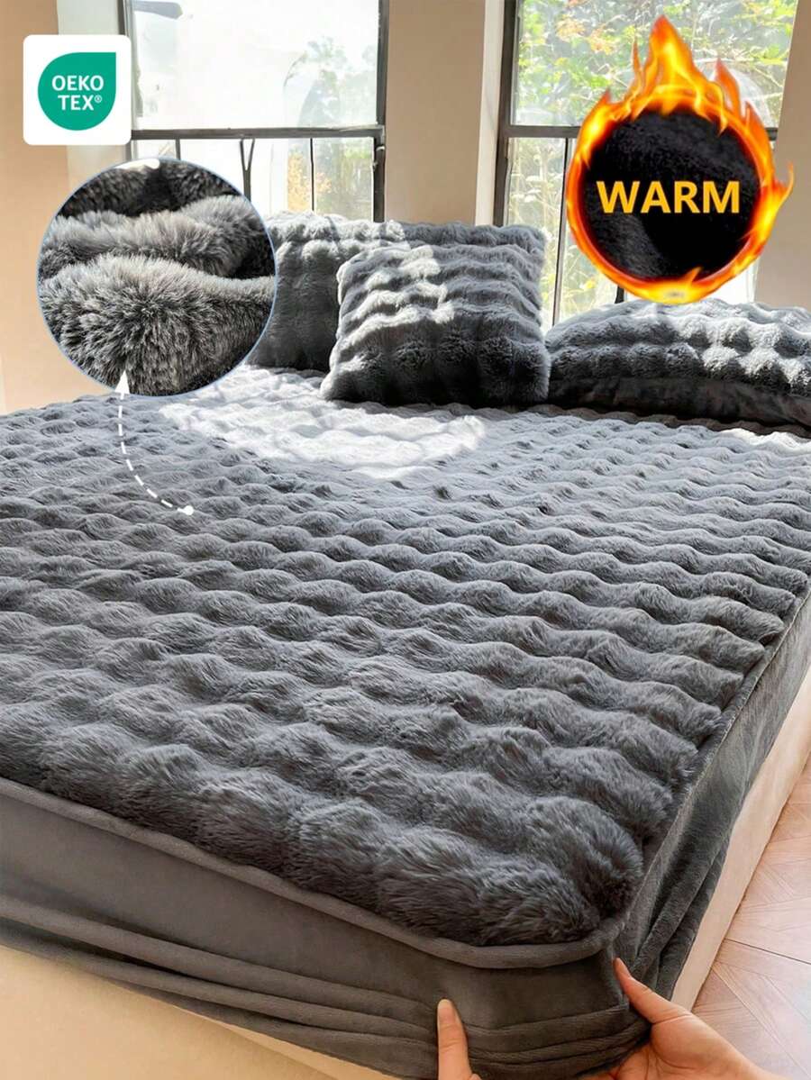 1件床笠，床上用品，床罩，床笠，床垫保护套，纯色床笠，透气床垫套，简约风格家纺，柔软防起球床罩，亲肤床笠，不含枕头和枕套，家居装饰，适用于各种床型 - 深灰色 - 查看 1