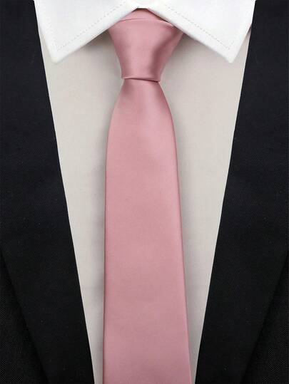 1pc Men's Business Fashion High-Quality Smooth Glossy Solid Color Satin Necktie (8cm)