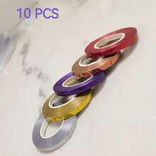 10pcs/1roll/5rolls Curled Ribbon, Embossed Curled Ribbon, Metallic Balloon String Decorative Tape, For Gift Wrapping, Shiny Curled Balloon Ribbon Mix Glitter Laser Party Balloon Ribbon And String, Suitable For Valentine's Day, Birthday, Wedding Party Holiday Decoration, Arts & Crafts (10m/Roll) - Rose Gold - View 25