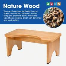 AZEN Toilet Stool Squat Adult, Wood Poop Stool For Bathroom Adults, 7 Inch Height - Mustard Yellow - View 4