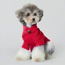UFBemo 1件情人节宠物毛衣，麻花图案，柔软材质，适合猫咪和小型/中型犬，室内家居使用 - 紅色 - View 10