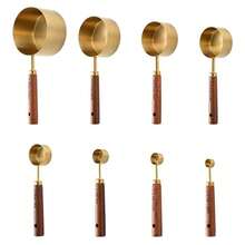 4/8pcs Measuring Cup & Spoon Set, Stainless Steel Measuring Cups And Spoons With Rosewood Handles, Suitable For Dry Goods And Liquid Ingredients, Baking Tools DIY, Seasoning Spoon, Powder Spoon, Coffee Spoon Kitchen Baking Tools - Multicolor - View 17