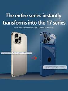 1pc New Minimalist Apple Design Luxury Large View Tempered Glass With Lens Protection Phone Case Compatible With IPhone 17/17Pro/17ProMax/17Air/16/16Pro/16ProMax/16Plus/15/15Plus/15Pro/15ProMax/14/14Plus/14Pro/14ProMax/13/13Pro/13ProMax/12/12Pro/12ProMax/11/11ProMax, Matte Anti-Fall, Metal Paint Full Coverage High-End Protective Cover - Multicolor - View 2