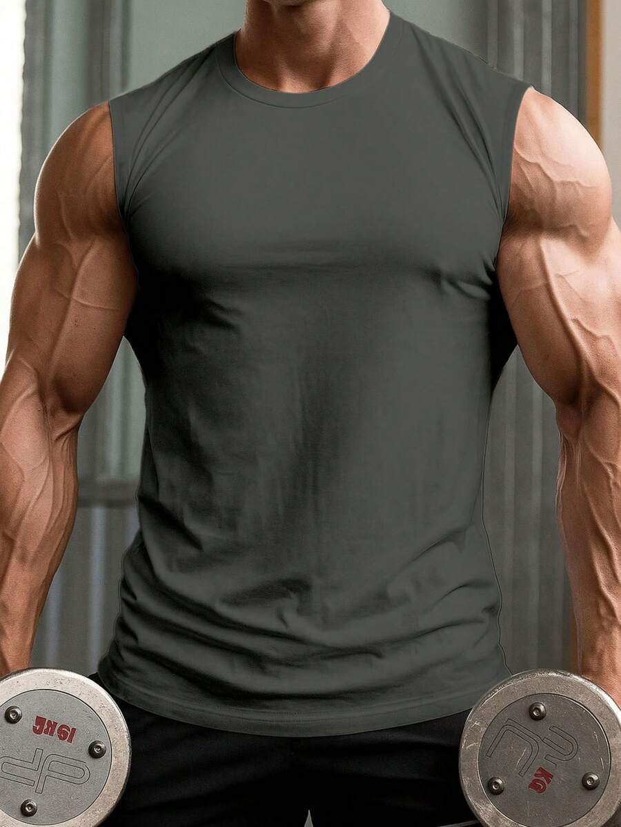 Camiseta sin mangas para hombre, camiseta sin mangas de cuello redondo, multiusos para deportes de verano