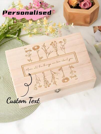Personalised Mother's Day Floral Keepsake Box, Personalized Wooden Keepsake Box, Mothers Day Gifts, Keepsake Box Personalised, Gift For Her