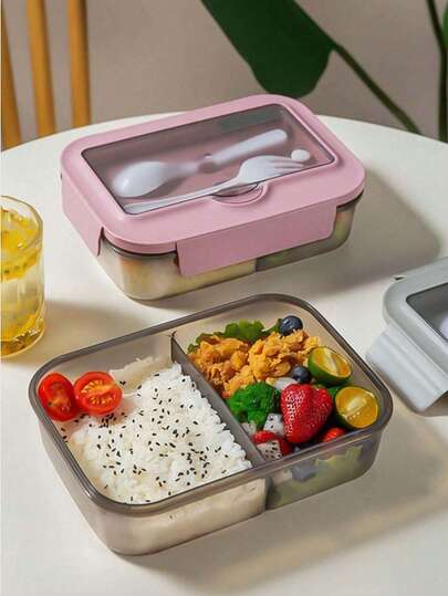 2/3 Compartment Microwave Bento Box, Large Capacity Adult Lunch Box, Portable Meal Container For Work And Travel