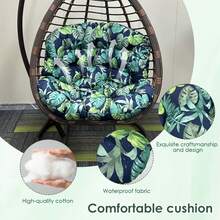 Rocking Chair Cushion,Waterproof Wicker Egg Chair Replacement Pad, Hammock Chair Pad, Oversized Multifunctional Wicker Egg Lounge Chair Soft Cushion,Thick Papasan Seat Cushion With Ties For Indoor & Outdoor Patio, Porch, Balcony, Garden Patio Outdoor Rocking Chair Living Room, Comfy Modern Cozy Lounge Rocker Chair Cushion For Balcony Porch Patio - 綠色 - 查看 5