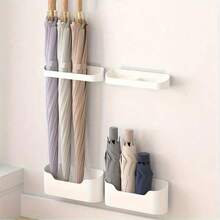 2pcs/Set: No Drill Wall Mounted Umbrella Holder With Drip Tray - Modern Foldable Umbrella Storage Rack - Umbrella Box - View 2