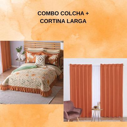 Set de Dormitorio: Colcha Estampada con Cortinas Largas BEAUTTY HOME