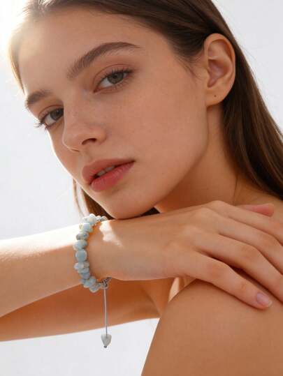 1pc/4pcs Set Bracelet Set With Crushed Stone, Tiger Eye, Amethyst, Turquoise, Handmade Beaded Bracelet, Wristband Jewelry Set