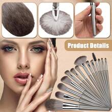 Euuztu 14 Pcs Professional Makeup Brush Set, Eye And Face Foundation Brush Set, Eyeshadow Brushes, Cosmetic Brushes, With PU Bag, Champagne - 1 - 查看 6