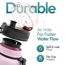 Botella de Agua Deportiva de 32 Onzas sin BPA y BPS Tapa de Flujo Rápido a Prueba de Fugas Tritan Duradero 1 Litro - Flor de brisa - Ver 4