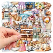 50pcs Baking Themed Stickers, Creative Decals For Notebook, Laptop, Phone, Skateboard, Guitar, Fridge, Luggage, Helmet, Wall, Desk, Birthday, Party, Holiday Gifts, Planner - 1 Set - View 6