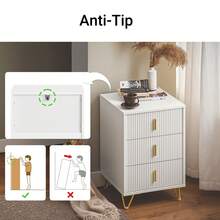 SoBuy Bedside Table, Nightstand With 3 Drawers And Storage Compartment, Modern Side Table For Bedroom And Living Room - White - View 7