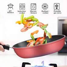 Frying Pan Non Stick 24cm Frying Pan Diamond,Lightweight & Easy To Clean, Induction Compatible - Red - View 8