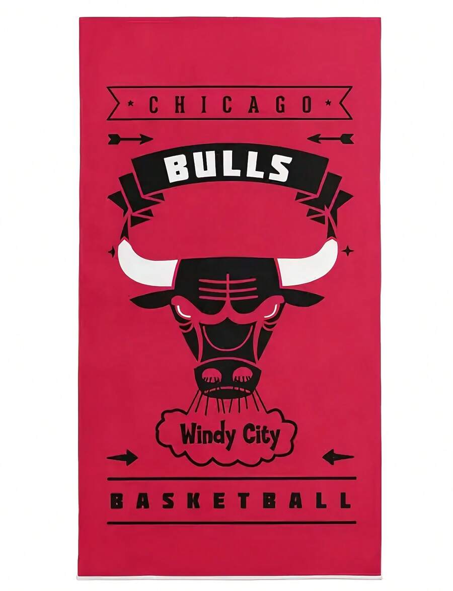 Slide 1 Of 5, Hardwood Classics Bulls Printed Beach Towel - 30_x60_Unique Basketball Team Designs, Fun Patterns, Suitable For Women, Pool Trips, And Showers. 312g Beach Towel, Unisex. High-Quality Absorbent Fabric, Suitable For All Seasons, Soft To The Touch, Durable. Quick-Drying, An Essential Item For Summer Beaches, Pools, And Sand Baths. H5161, A Vacation Must-Have. - Image Color - View 1