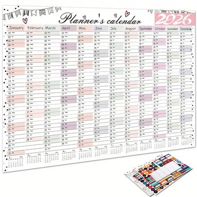 2026 Wall Calendar Planner - Full Year 2026 Calendar View, 29.2 X 20.7 Inches/74.2 X 52.5 Cm (Unfolded), 2026 Wall Calendar Planner, Family Organization, School Supplies, Stylish Planner, Minimalist Design, Durable Paper, Smooth Writing, Monthly Planner, Planning Tool, Home Organization, Office Personnel
