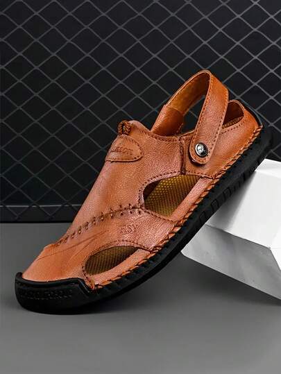 新款时尚男士厚底拖鞋，夏季男士凉鞋，手工封闭式户外防滑鞋，时尚舒适的男士沙滩拖鞋