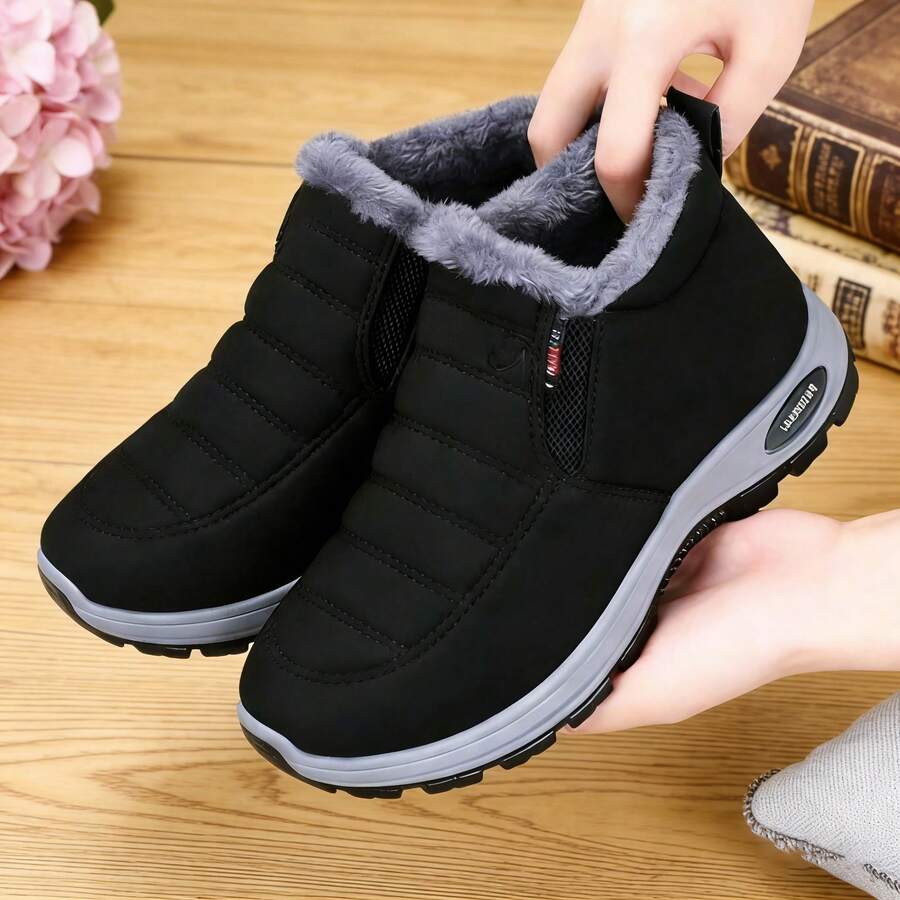 FZY 2026Winter Women's Snow Sneakers, New Winter Products, Women's Outdoor Sports Shoes And Boots, Women's Casual Shoes, Women's Sports Shoes, Women's College Style, Comfortable And Soft Non-Slip Walking Shoes, Women's Casual Flat Sneakers, Back To School Fashion Retro Sports Running Shoes, A Variety Of Styles And Colors To Choose From, Comfortable And VValentine's Day Date Commuting Two-Wear Flat-Soled Single Shoes Breathable Soft Sole Does Not Grind Feetersatile Shoes, A Must-Have Item In Winter, Also Suitable For - 黑色 - 查看 1