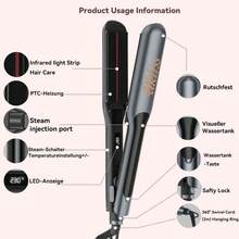 UKLISS 四合一蒸汽直发器和卷发器 - 沙龙级亮泽保湿造型工具，适用于所有发质，110V-240V双电压 - 灰色 - 查看 4