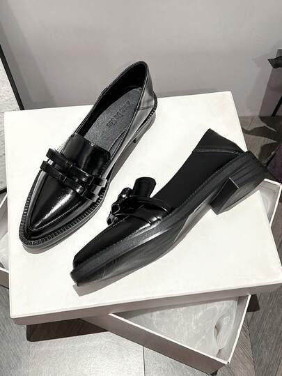 Women's Pointed Toe Platform Slip-On Loafers, Retro Fringe British Style Leather Preppy Shoes, Soft Sole Casual Office Work Commute Shoes, Size 34-42, Suitable For Spring, Summer, Autumn And Winter