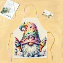 1pc Dwarf Pattern Apron, Creative Funny Fashionable Printed Home Cleaning Apron, Easy To Clean Kitchen Cooking Apron, Creative Home Apron - Multicolor - View 4