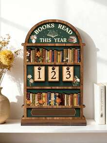 2D复古阅读追踪器，年度读书记录装饰——这款阅读追踪器最多可记录999本书的阅读量。配有底座，方便DIY。适用于办公书籍、现代书籍，结构坚固，可作书架装饰、送给爱书人士的礼物、书籍展示和收纳、书架计数展示以及阅读挑战礼物。适合读者、教师、作家和所有爱书人士。 - 多色 - 查看 4