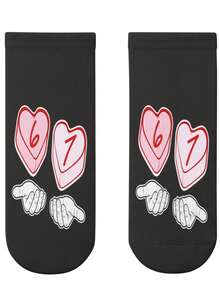 Children's Valentine's Day Embellished Printed Socks  Suitable For All Seasons - White - View 1