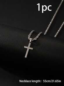 1件时尚嘻哈男士不锈钢信仰十字架吊坠项链，个性化项链饰品，适合日常佩戴，可作为礼物送给家人和朋友（注：由于光线和拍摄角度的原因，实际产品与图片可能存在轻微色差） - 彩色 - 查看 12