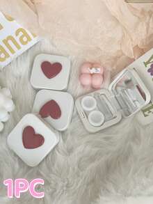 XIANG YU 新款极简马卡龙色隐形眼镜盒，化妆镜盒，3D爱心设计，便携小巧韩版，时尚高端收纳盒，学生必备 - 3d愛心 - 查看 14