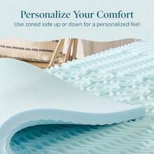 Lucid - Colchoneta de Memory Foam con Gel - Sobrecolchón de 5 Zonas de 5 cm - Topper para Colchón - Sensación Suave y Acolchada - Alivia Puntos de Presión - Individual - Gel - Ver 6
