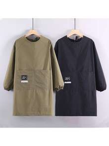 1 件大口袋长袖围裙，时尚新款防水防污围裙，适合家庭、餐饮和工作使用 - 彩色 - 查看 12