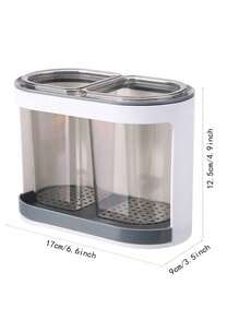 1pc Household Chopstick Holder, Dual Compartment Drainable Chopstick Box, Kitchen Luxury Wall-Mounted Cutlery Storage - Multicolor - View 2