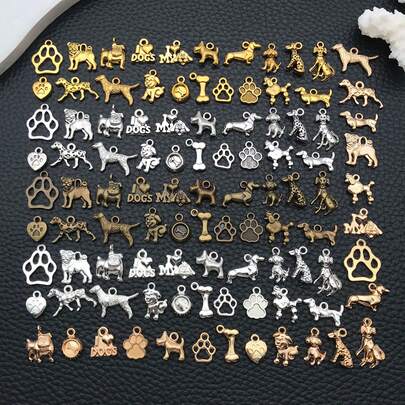 20/100pcs Dog Charms Antique Silver Animal Pet Charms Mixed Styles Vintage Puppy Dog Charms For Jewelry Making Necklace Bracelets Bulk