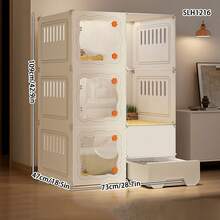 宽敞的一室猫咪别墅，带抽屉式猫砂盆，室内猫屋，带猫砂盆，适合幼猫 - 彩色 - 查看 3