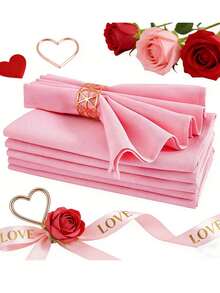 2/6/12/240 pezzi Tovaglioli di San Valentino romantici ad alto grammo di colore solido, lavabili e riutilizzabili, adatti per appuntamenti, raduni, feste, hotel, ristoranti, soggiorni e decorazione domestica quotidiana - Rosa - Visualizzare 2