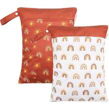 Bolsa para Ropa Mojada, 2 Bolsas para Pañales Mojados y Secos, Bolsa Impermeable para Ropa Mojada de Bebé con Doble Cremallera para Pañales, Ropa Sucia, Salidas, Natación, Baño (Rojo 2 Pcs),40970569 - Azul y blanco - Ver 1