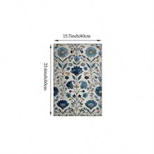 1/3幅复古纺织墙画，蓝色单色挂毯印花帆布画，复古花卉海报，中国风家居装饰，适用于客厅、卧室、餐厅装饰，送她的礼物，可选无框或有框。 - 植物 - 查看 22