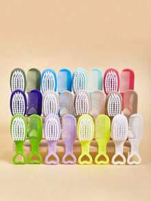 3pcs Newborn Baby Safety Brush Set, Infant Head Care MassageBrush Set, Baby Bathing Brush Set, Toddler Comb Set(Blue, Pink,White) - Multicolor - View 4